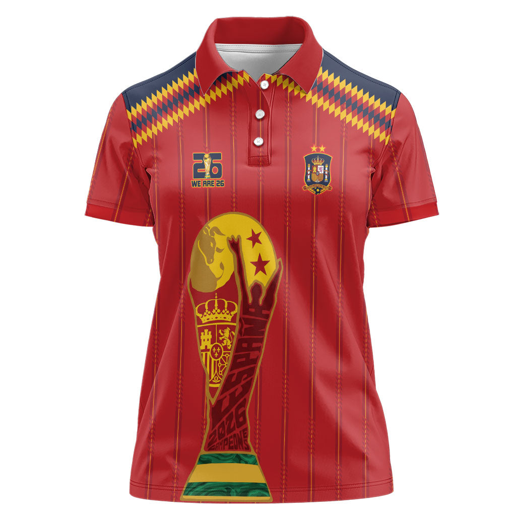Spain Campeon del Mundo 2026 Women Polo Shirt La Furia Roja History Has Been Made