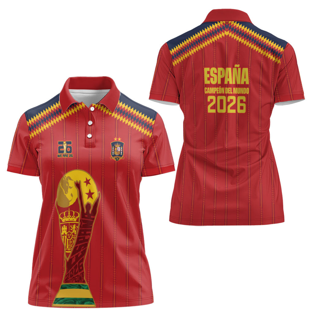 Spain Campeon del Mundo 2026 Women Polo Shirt La Furia Roja History Has Been Made