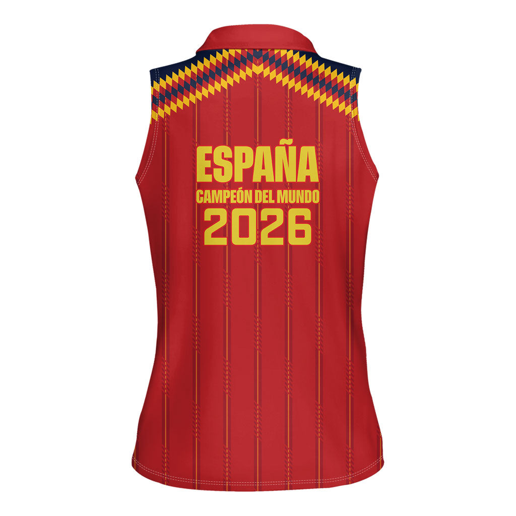 Spain Campeon del Mundo 2026 Women Sleeveless Polo Shirt La Furia Roja History Has Been Made