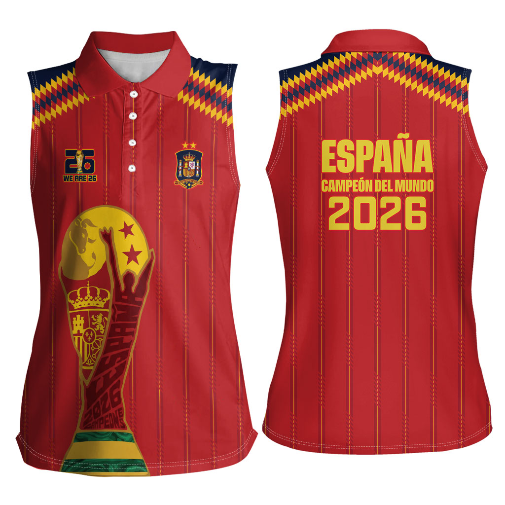 Spain Campeon del Mundo 2026 Women Sleeveless Polo Shirt La Furia Roja History Has Been Made