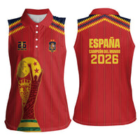 Spain Campeon del Mundo 2026 Women Sleeveless Polo Shirt La Furia Roja History Has Been Made