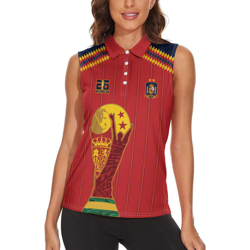 Spain Campeon del Mundo 2026 Women Sleeveless Polo Shirt La Furia Roja History Has Been Made