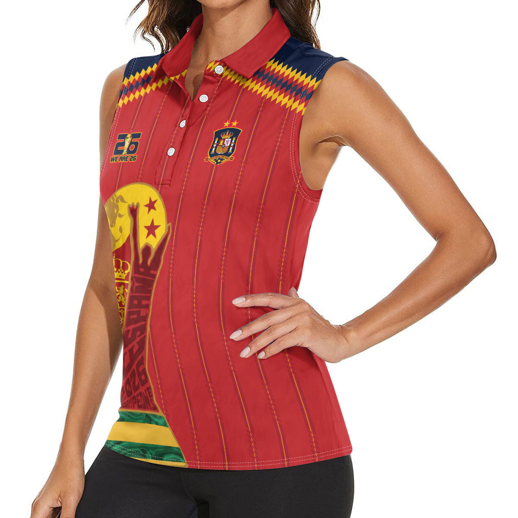 Spain Campeon del Mundo 2026 Women Sleeveless Polo Shirt La Furia Roja History Has Been Made