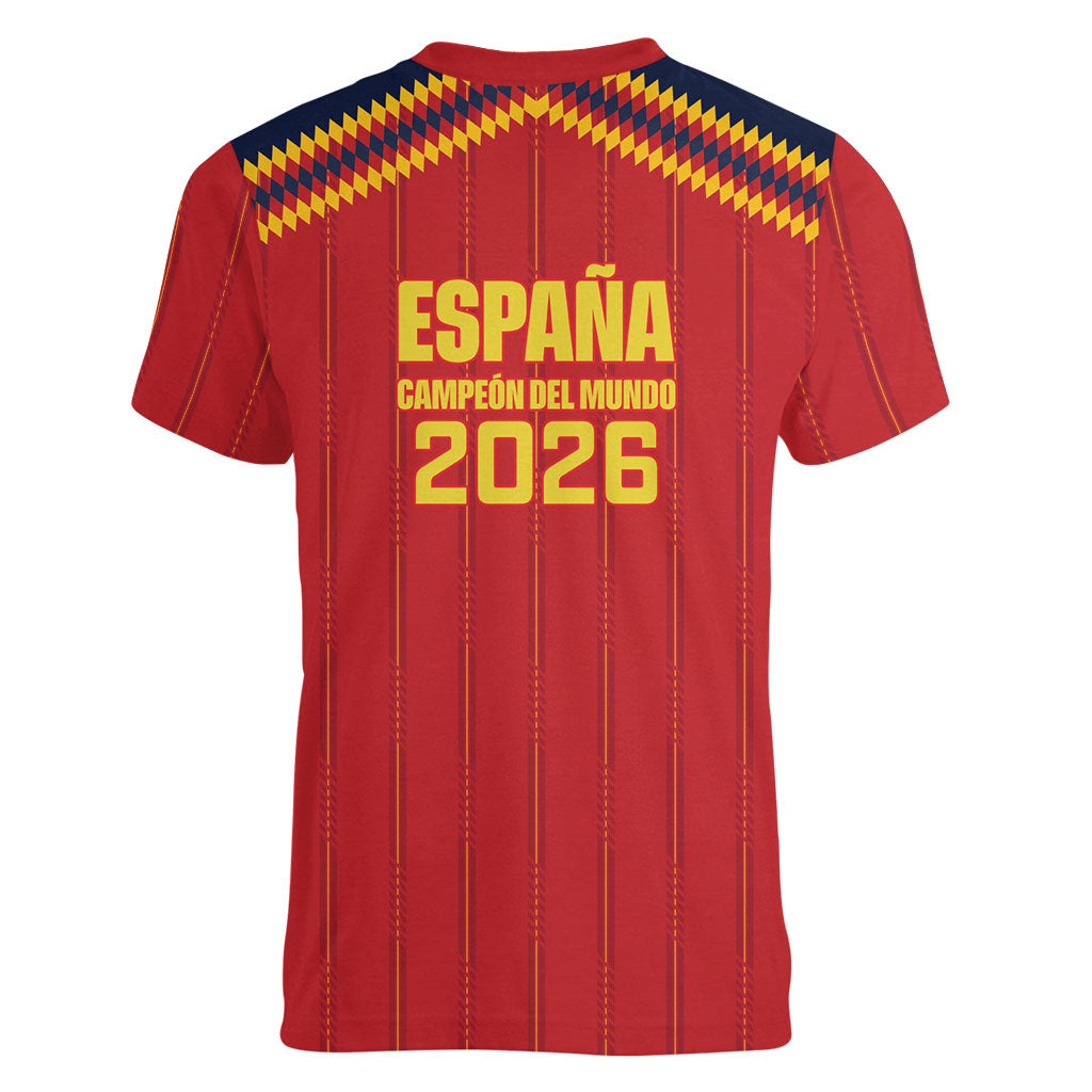 Spain Campeon del Mundo 2026 Women V-Neck T-Shirt La Furia Roja History Has Been Made