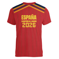 Spain Campeon del Mundo 2026 Women V-Neck T-Shirt La Furia Roja History Has Been Made