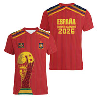 Spain Campeon del Mundo 2026 Women V-Neck T-Shirt La Furia Roja History Has Been Made