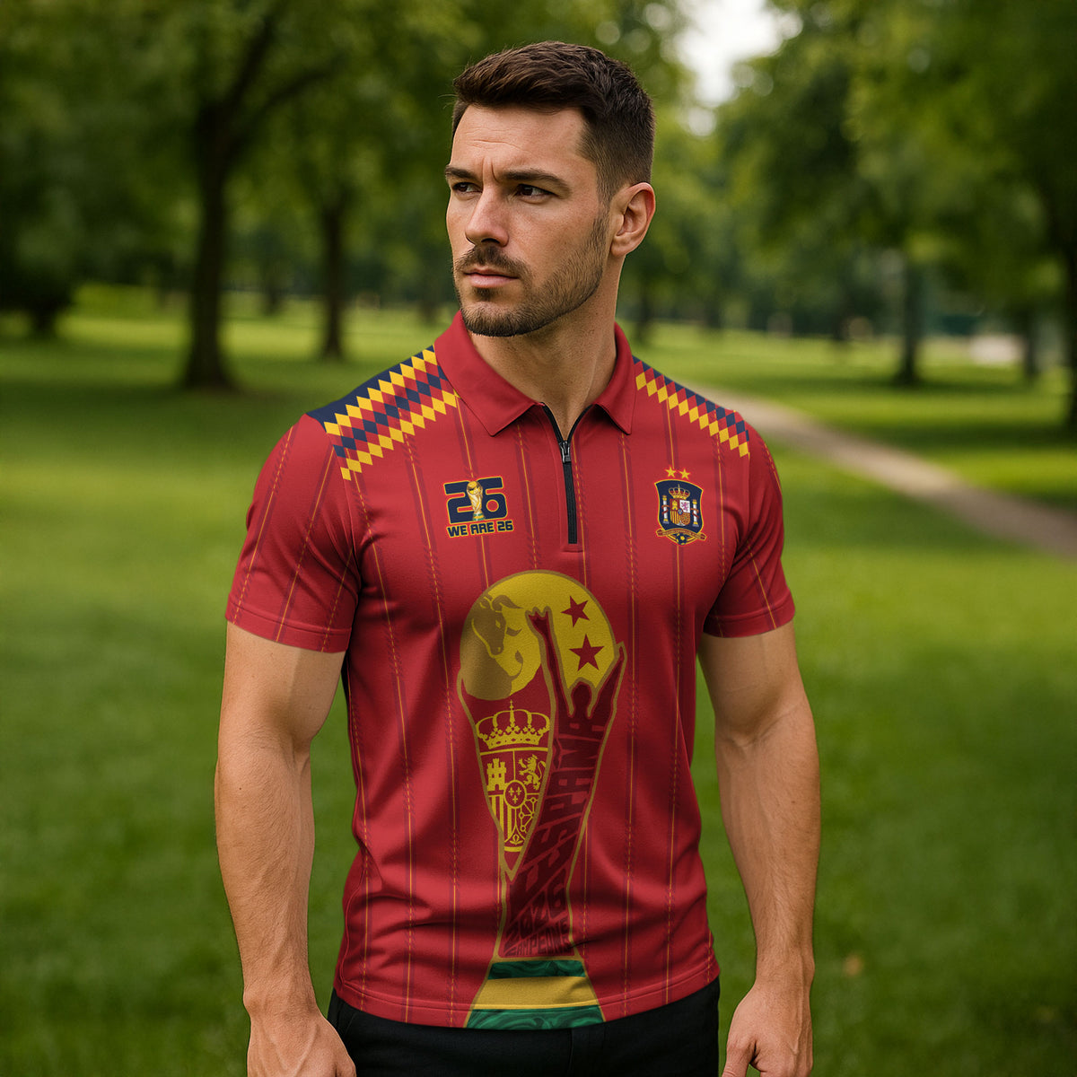 Spain Campeon del Mundo 2026 Zipper Polo Shirt La Furia Roja History Has Been Made