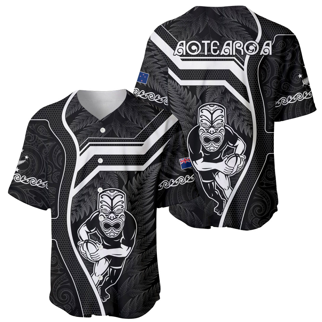 New Zealand Aotearoa Rugby Baseball Jersey Black Fern Maori Tribal Sporty Style LT9 - Wonder Print Shop