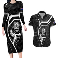 New Zealand Aotearoa Rugby Couples Matching Long Sleeve Bodycon Dress and Hawaiian Shirt Black Fern Maori Tribal Sporty Style LT9 - Wonder Print Shop