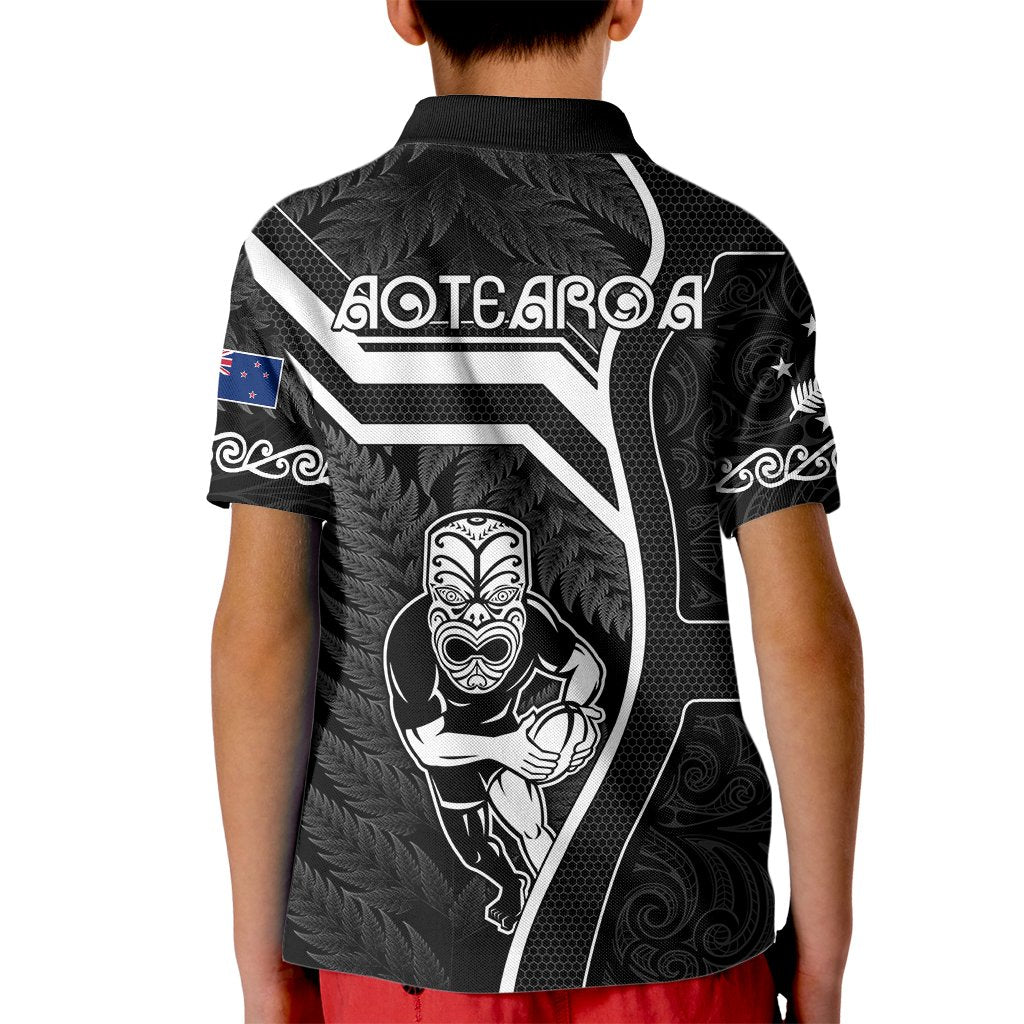 New Zealand Aotearoa Rugby Kid Polo Shirt Black Fern Maori Tribal Sporty Style - Wonder Print Shop