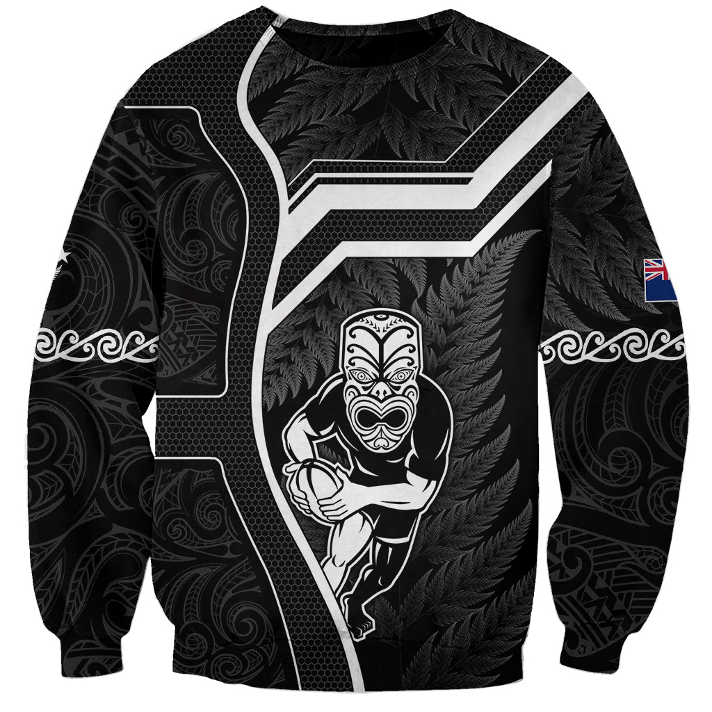New Zealand Aotearoa Rugby Sweatshirt Black Fern Maori Tribal Sporty Style - Wonder Print Shop