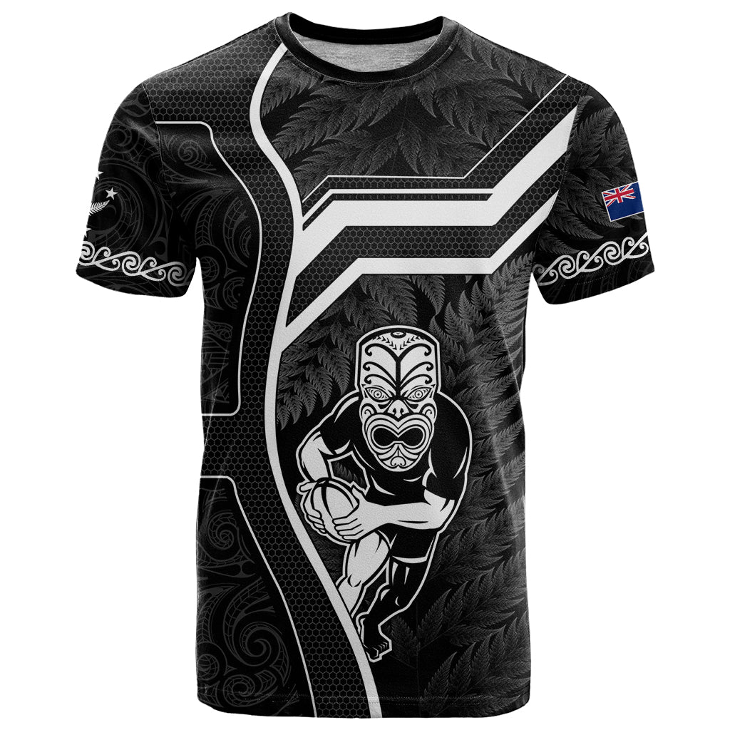 Custom New Zealand Aotearoa Rugby T Shirt Black Fern Maori Tribal Sporty Style - Wonder Print Shop
