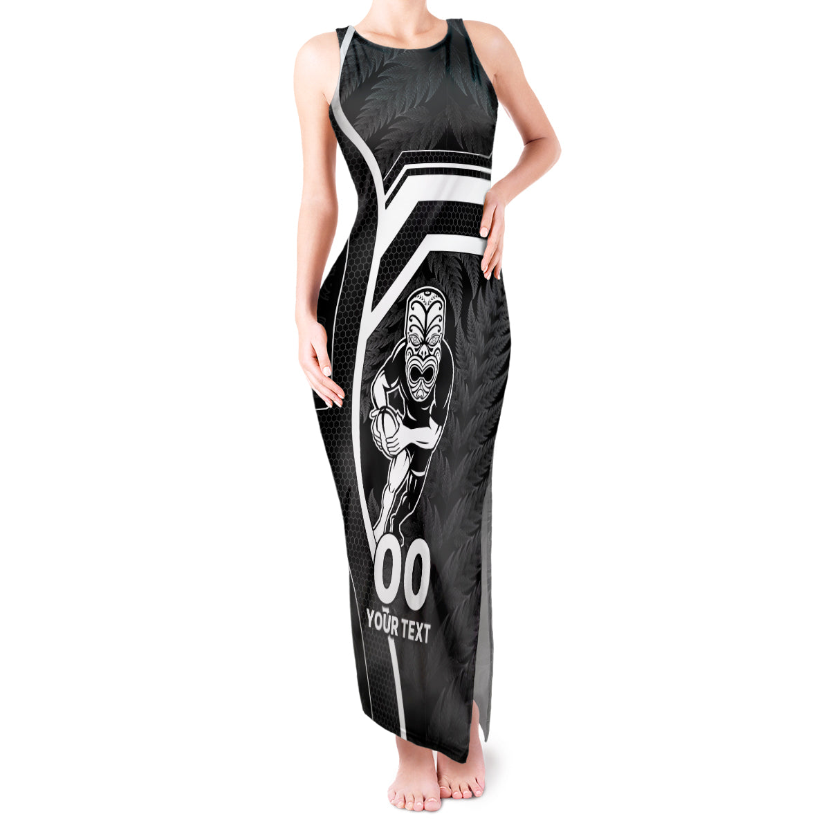 Custom New Zealand Aotearoa Rugby Tank Maxi Dress Black Fern Maori Tribal Sporty Style - Wonder Print Shop