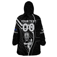 Custom New Zealand Aotearoa Rugby Wearable Blanket Hoodie Black Fern Maori Tribal Sporty Style - Wonder Print Shop