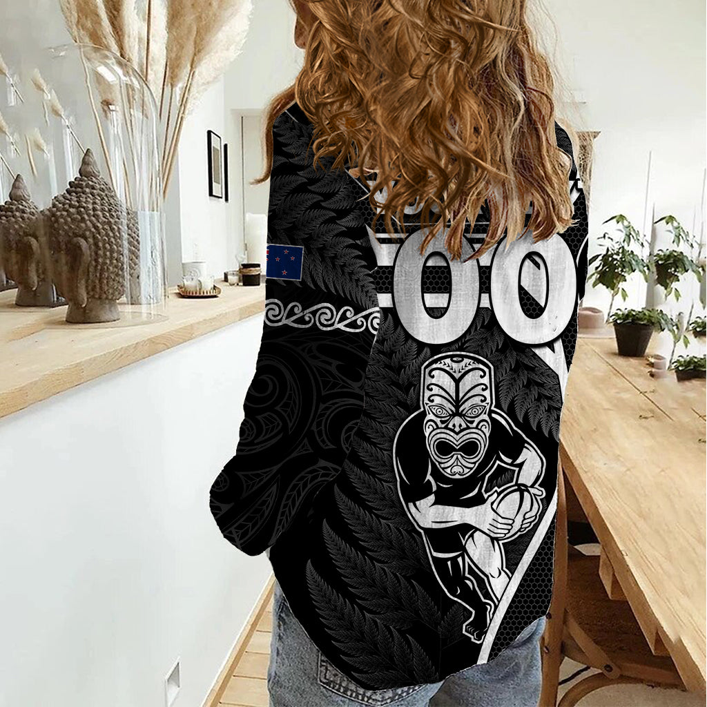 Custom New Zealand Aotearoa Rugby Women Casual Shirt Black Fern Maori Tribal Sporty Style - Wonder Print Shop