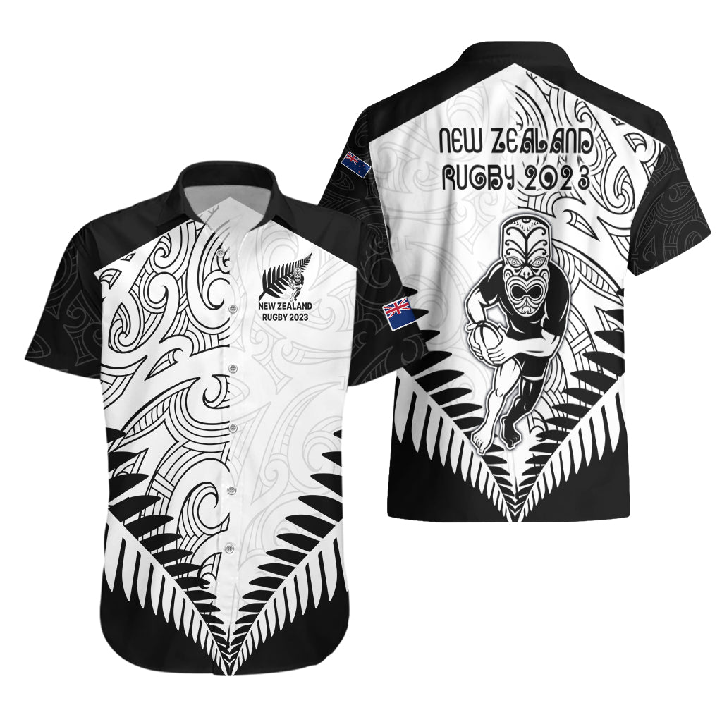 New Zealand Rugby Hawaiian Shirt Proud Aoteroa Stylised Maori Koru - Wonder Print Shop
