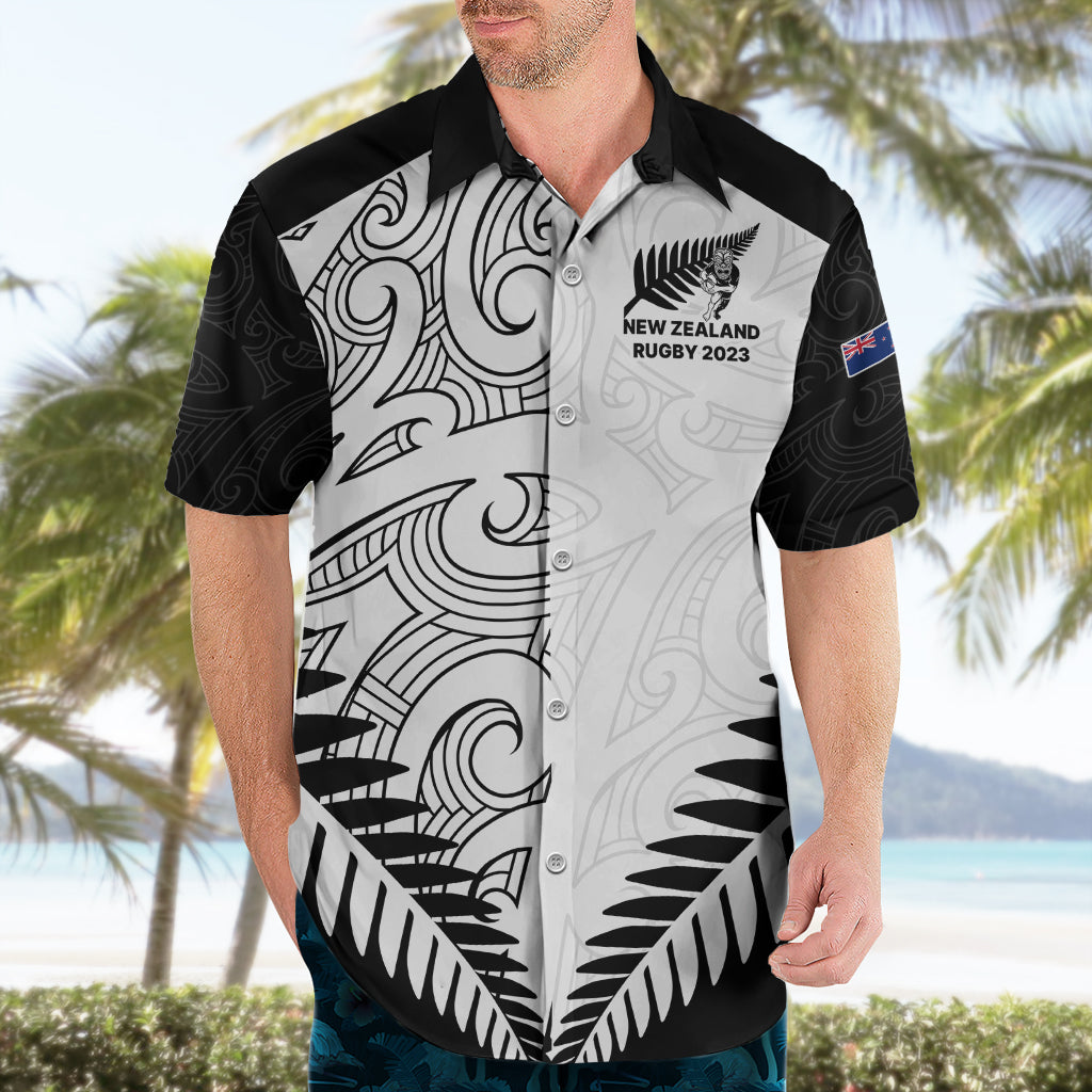 New Zealand Rugby Hawaiian Shirt Proud Aoteroa Stylised Maori Koru - Wonder Print Shop