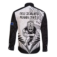 New Zealand Rugby Long Sleeve Button Shirt Proud Aoteroa Stylised Maori Koru - Wonder Print Shop