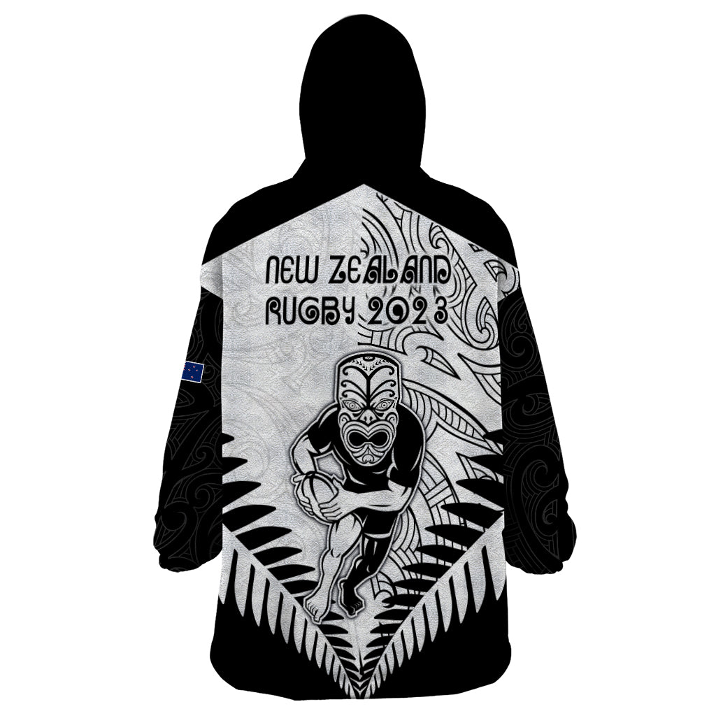 New Zealand Rugby Wearable Blanket Hoodie Proud Aoteroa Stylised Maori Koru - Wonder Print Shop