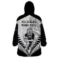 New Zealand Rugby Wearable Blanket Hoodie Proud Aoteroa Stylised Maori Koru - Wonder Print Shop