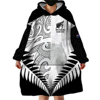 New Zealand Rugby Wearable Blanket Hoodie Proud Aoteroa Stylised Maori Koru - Wonder Print Shop