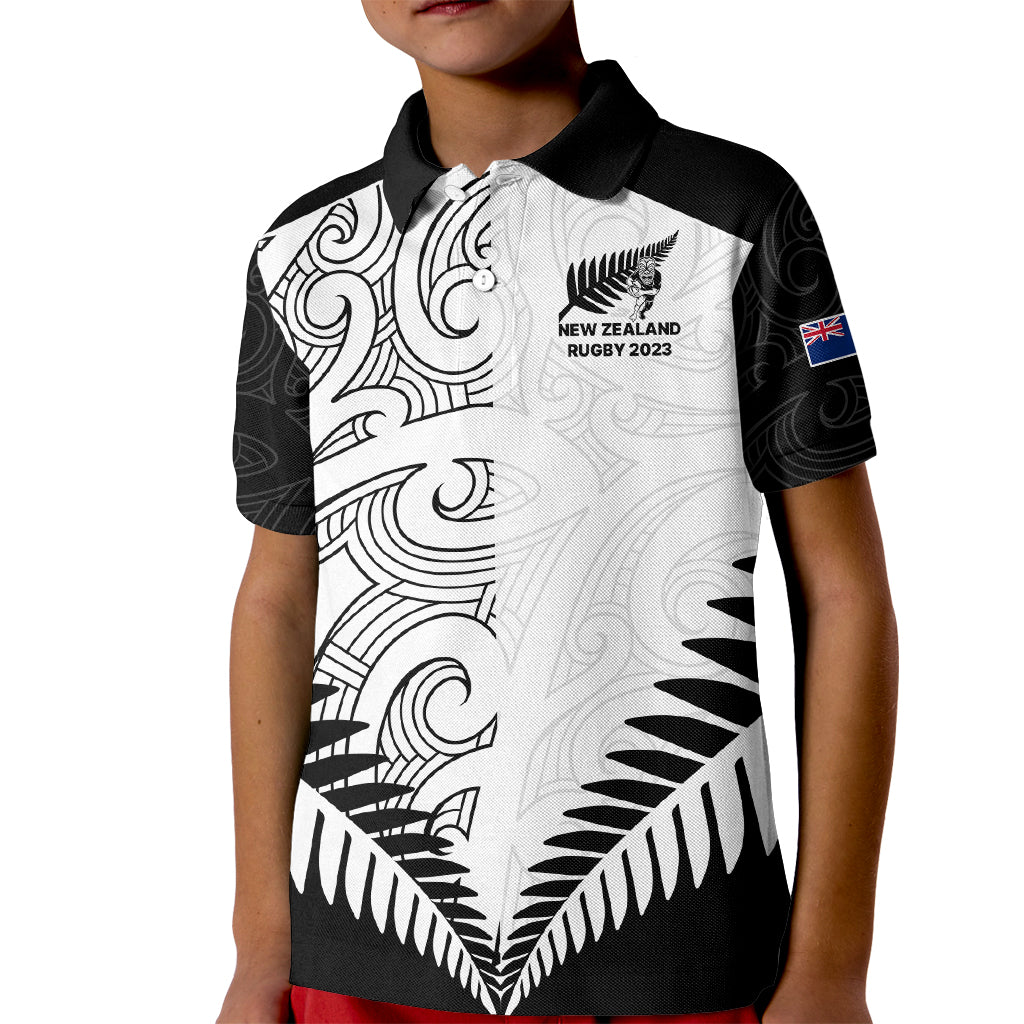 custom-new-zealand-rugby-kid-polo-shirt-proud-aoteroa-stylised-maori-koru