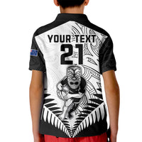 Custom New Zealand Rugby Kid Polo Shirt Proud Aoteroa Stylised Maori Koru - Wonder Print Shop