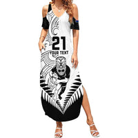 Custom New Zealand Rugby Summer Maxi Dress Proud Aoteroa Stylised Maori Koru - Wonder Print Shop