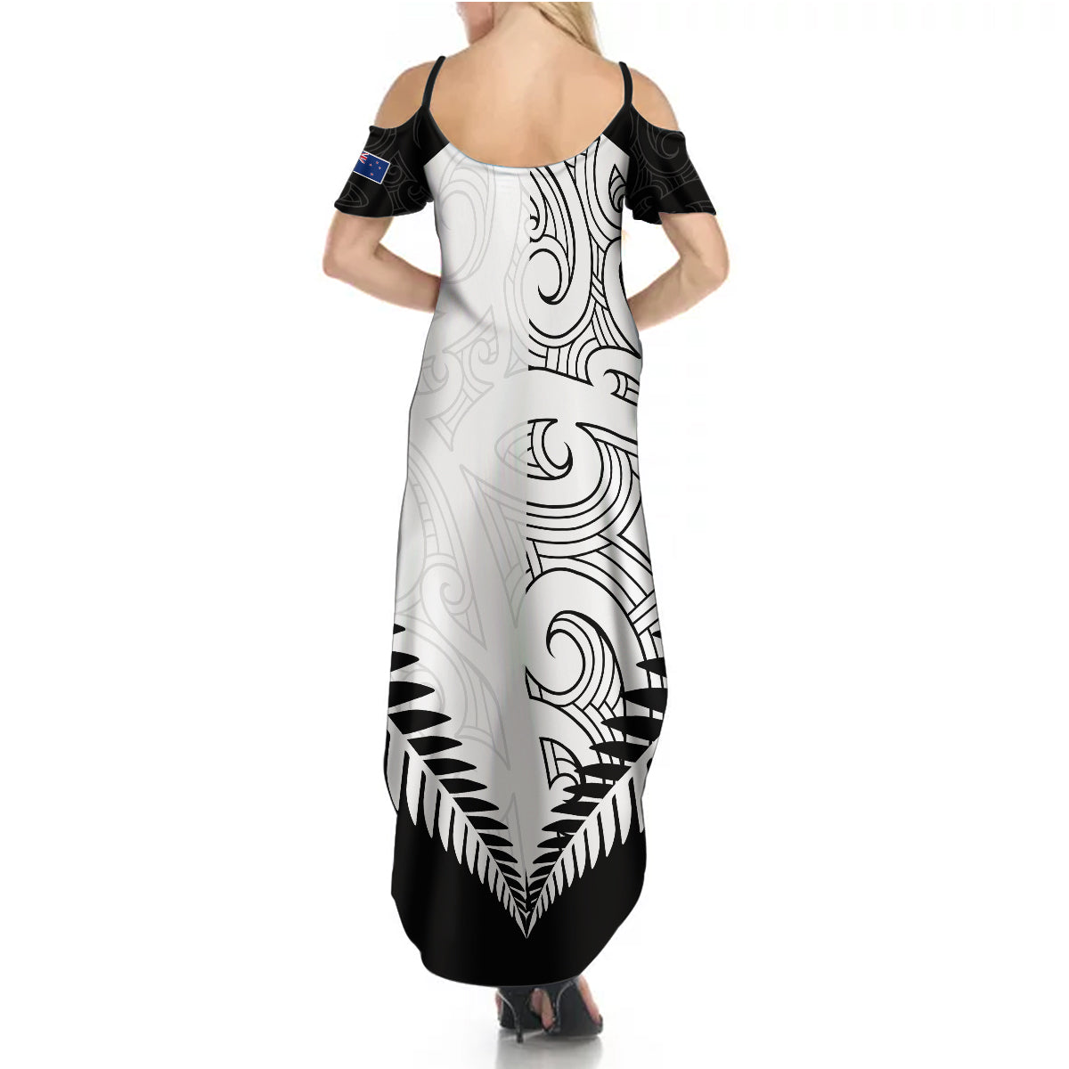 Custom New Zealand Rugby Summer Maxi Dress Proud Aoteroa Stylised Maori Koru - Wonder Print Shop
