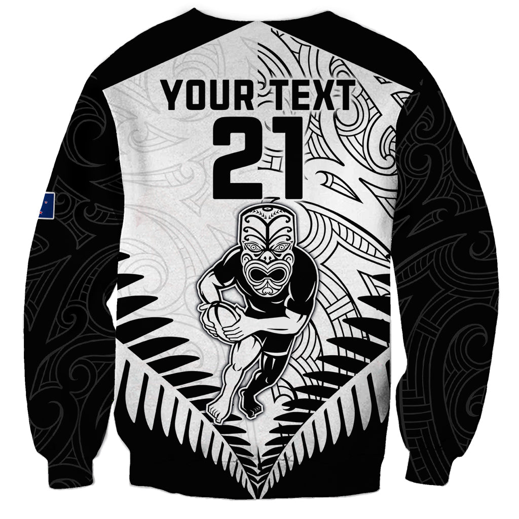 Custom New Zealand Rugby Sweatshirt Proud Aoteroa Stylised Maori Koru - Wonder Print Shop