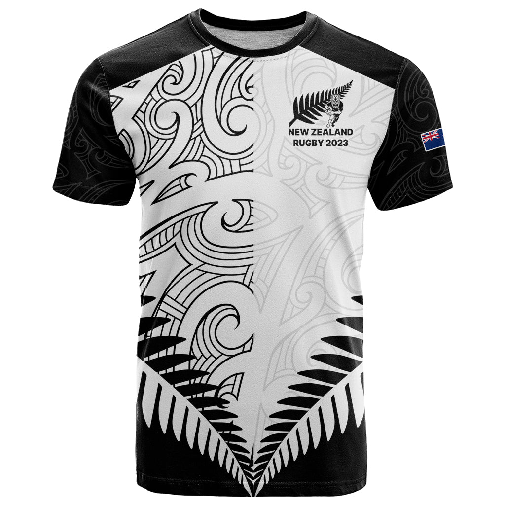 Custom New Zealand Rugby T Shirt Proud Aoteroa Stylised Maori Koru - Wonder Print Shop