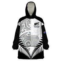 Custom New Zealand Rugby Wearable Blanket Hoodie Proud Aoteroa Stylised Maori Koru - Wonder Print Shop