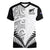 Custom New Zealand Rugby Women V Neck T Shirt Proud Aoteroa Stylised Maori Koru - Wonder Print Shop