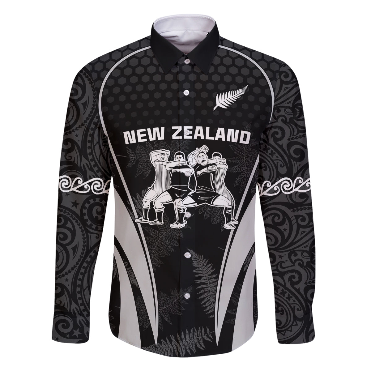 New Zealand Aotearoa Rugby Family Matching Long Sleeve Bodycon Dress and Hawaiian Shirt Haka Dance Mixed Silver Fern Sporty Style LT9 - Wonder Print Shop