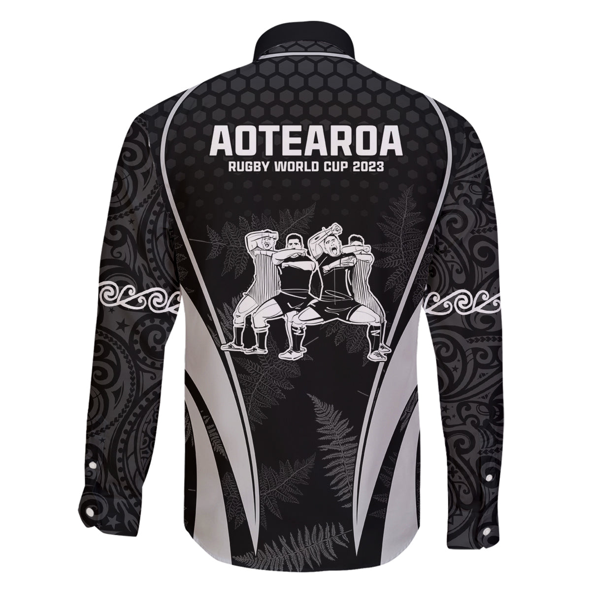New Zealand Aotearoa Rugby Family Matching Long Sleeve Bodycon Dress and Hawaiian Shirt Haka Dance Mixed Silver Fern Sporty Style LT9 - Wonder Print Shop