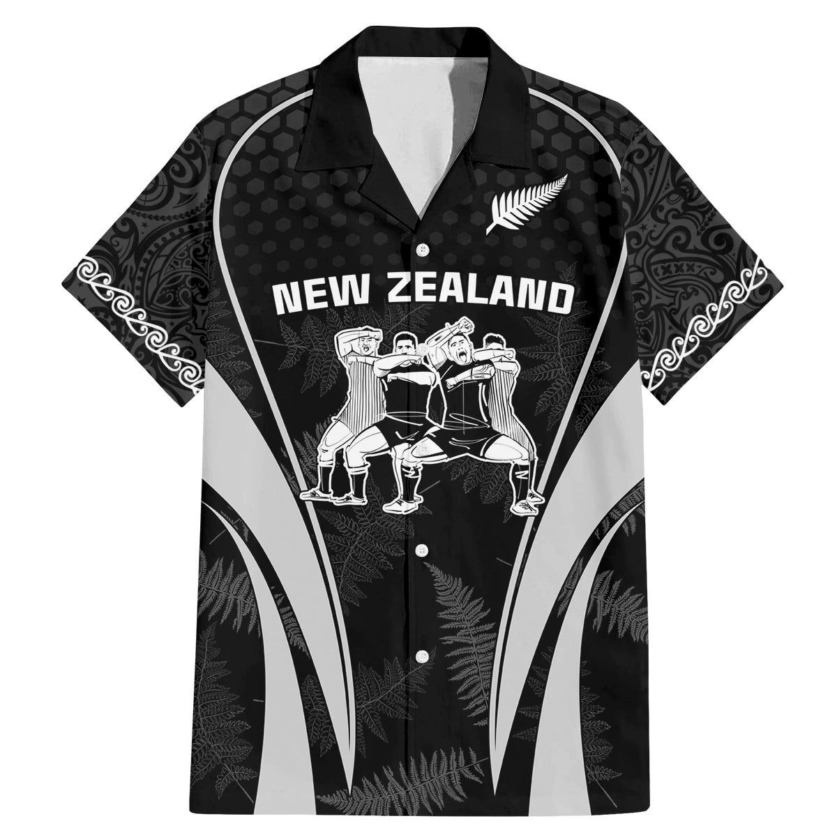 New Zealand Aotearoa Rugby Family Matching Mermaid Dress and Hawaiian Shirt Haka Dance Mixed Silver Fern Sporty Style LT9 - Wonder Print Shop