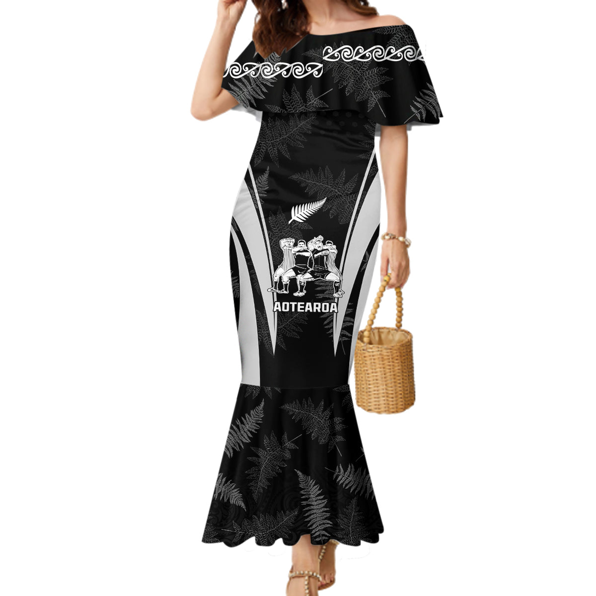 New Zealand Aotearoa Rugby Family Matching Mermaid Dress and Hawaiian Shirt Haka Dance Mixed Silver Fern Sporty Style LT9 - Wonder Print Shop