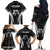 New Zealand Aotearoa Rugby Family Matching Off Shoulder Long Sleeve Dress and Hawaiian Shirt Haka Dance Mixed Silver Fern Sporty Style - Wonder Print Shop