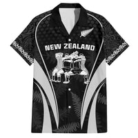 New Zealand Aotearoa Rugby Family Matching Off Shoulder Long Sleeve Dress and Hawaiian Shirt Haka Dance Mixed Silver Fern Sporty Style - Wonder Print Shop