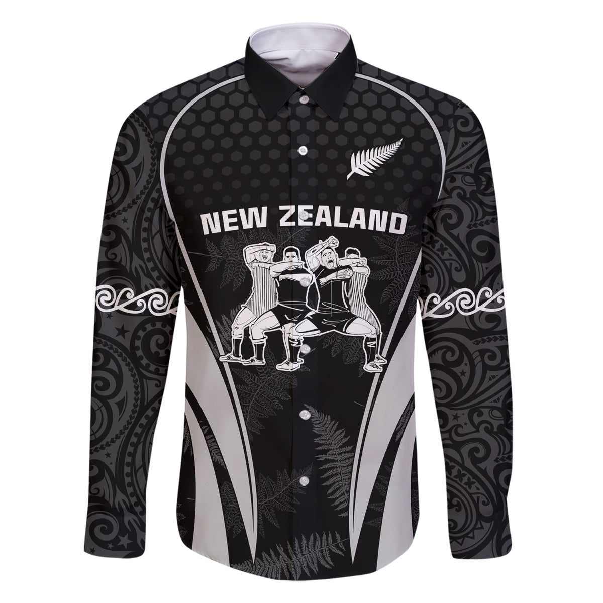 New Zealand Aotearoa Rugby Family Matching Short Sleeve Bodycon Dress and Hawaiian Shirt Haka Dance Mixed Silver Fern Sporty Style - Wonder Print Shop