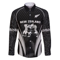 New Zealand Aotearoa Rugby Family Matching Short Sleeve Bodycon Dress and Hawaiian Shirt Haka Dance Mixed Silver Fern Sporty Style - Wonder Print Shop
