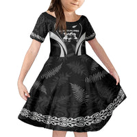 New Zealand Aotearoa Rugby Family Matching Summer Maxi Dress and Hawaiian Shirt Haka Dance Mixed Silver Fern Sporty Style - Wonder Print Shop
