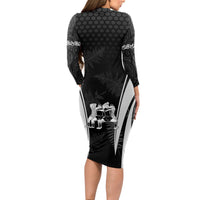 New Zealand Aotearoa Rugby Long Sleeve Bodycon Dress Haka Dance Mixed Silver Fern Sporty Style - Wonder Print Shop