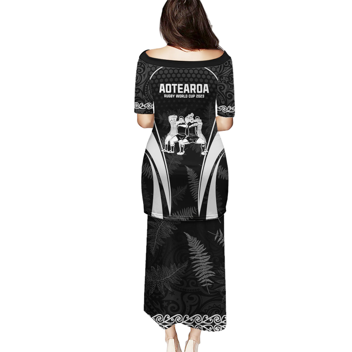 New Zealand Aotearoa Rugby Puletasi Haka Dance Mixed Silver Fern Sporty Style - Wonder Print Shop