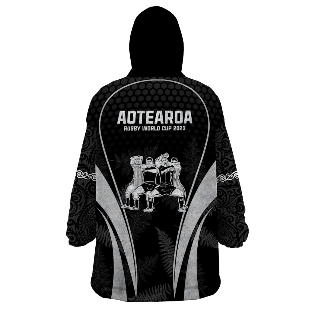 New Zealand Aotearoa Rugby Wearable Blanket Hoodie Haka Dance Mixed Silver Fern Sporty Style - Wonder Print Shop