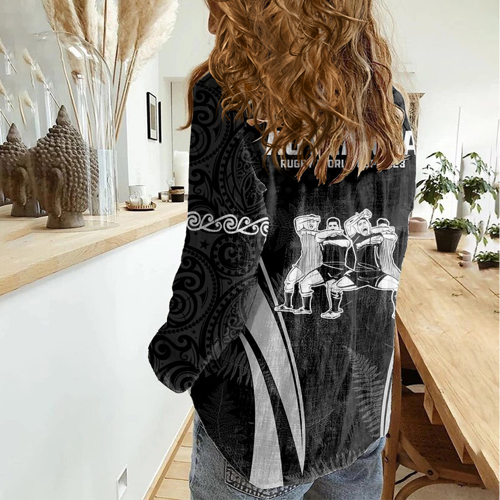 New Zealand Aotearoa Rugby Women Casual Shirt Haka Dance Mixed Silver Fern Sporty Style - Wonder Print Shop
