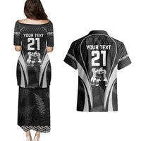 Custom New Zealand Aotearoa Rugby Couples Matching Puletasi Dress and Hawaiian Shirt Haka Dance Mixed Silver Fern Sporty Style LT9 - Wonder Print Shop