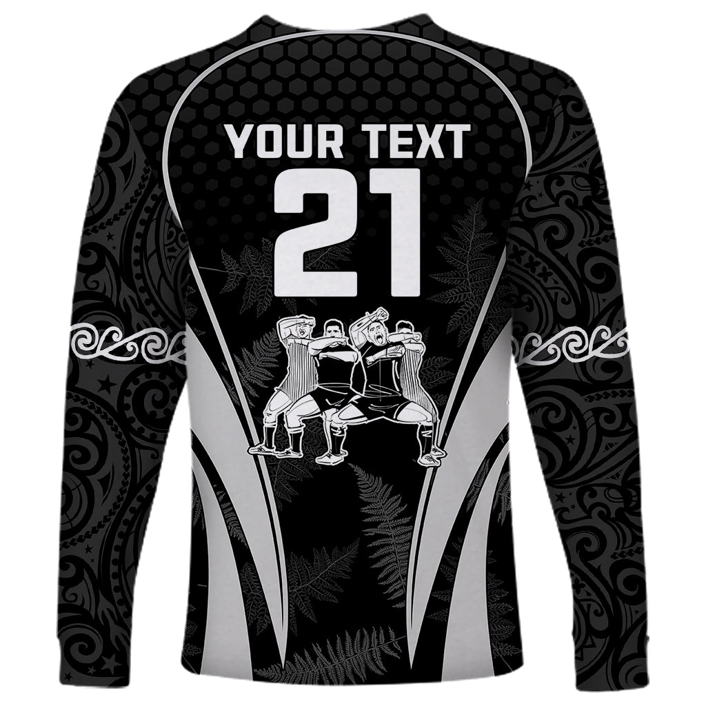 Custom New Zealand Aotearoa Rugby Long Sleeve Shirt Haka Dance Mixed Silver Fern Sporty Style - Wonder Print Shop