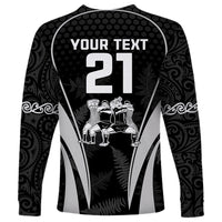 Custom New Zealand Aotearoa Rugby Long Sleeve Shirt Haka Dance Mixed Silver Fern Sporty Style - Wonder Print Shop
