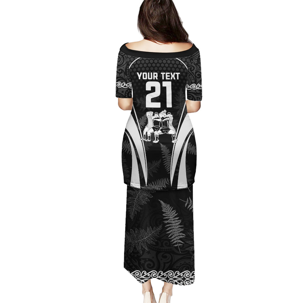 Custom New Zealand Aotearoa Rugby Puletasi Haka Dance Mixed Silver Fern Sporty Style - Wonder Print Shop